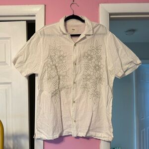 Folk Clothing Men’s Healey Cotton Linen Blend Floral Button Down Shirt Size XL